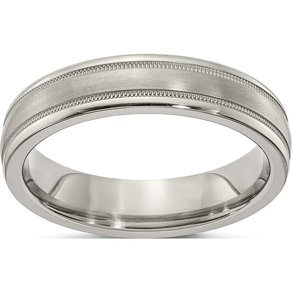 Titanium Edward Mirell Brushed & Polished Tri Dome Milgrain 5mm Band (Size 5) Made In United States emr155-5mm-5