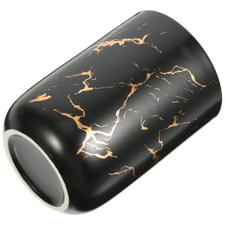 FENGGUIQU Practical Ceramic Toothbrush Cup with Marble Pattern for Drinking Water and Home Organization Black