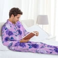 thumbnail image 6 of Sikiie Violet Mens Pajama Set, Soft Warm Long Sleeve Sleepwear, Cozy Button-Down Pjs for Men-Small, 6 of 7