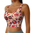 thumbnail image 2 of Balery Skull rock record music heart Sujetadores deportivos con espalda cruzada para mujer, acolchados, sin costuras, de alto impacto, ideales para yoga, gimnasio, entrenamiento y fitness.-X-Large, 2 of 8