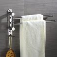 thumbnail image 3 of Bathroom Towel Rail with 2 Bars 180°Rotating Towel Rails in SUS304 Stainless Steel Wall Mounted Towel Rail for Bathroom Kitchen Sink (Chrome Silver)32, 3 of 5
