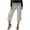 Gray, variant on Wide Leg Pants for Women, Striped and Polka Dot Elastic High Waist Cropped 3/4 Flowy Culottes, Soft Comfy Yoga Capri Pants with Fold Over Waistband for Everyday and Loungewear Black L