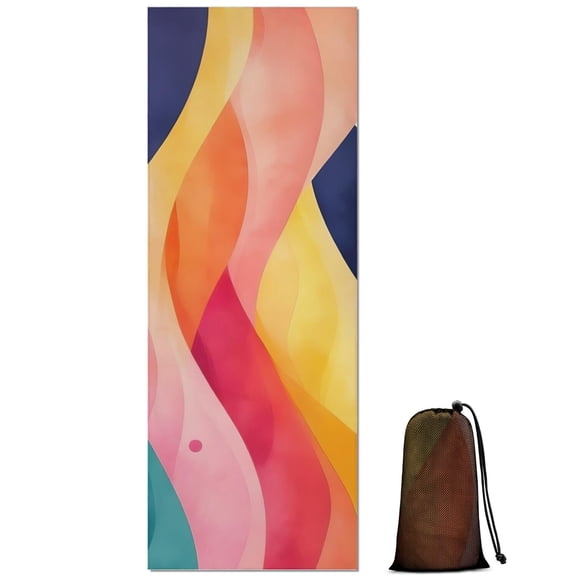 Colorful Tie Dye Mountain Pattern Hot Yoga Mat Towel Non Slip for Hot Yoga - Quick-Drying Yoga Mat Cover with 4 Corner Pockets with Travel Bag - Hot Yoga Towel Non Slip 70"x26"