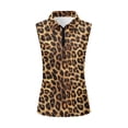 thumbnail image 2 of Uorisanigo Golden Leopard Print Women's Sleeveless Golf Tennis Shirts Quarter Zip Dry-Fit Hiking Running Workout Tops Comfortable Tennis Tops for Tennis Hiking & Outdoor Sports, 2 of 7