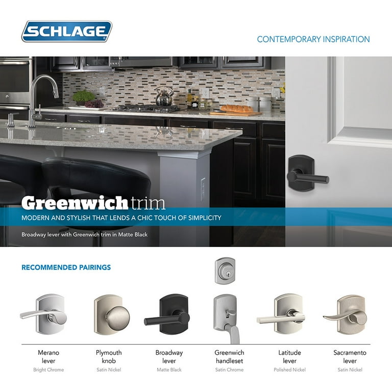 Schlage F51 Merano Merano Satin Nickel Reversible Keyed Entry Door Handle Schlage F51 Merano Merano Satin Nickel Reversible Keyed Entry Door Handle