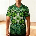 thumbnail image 5 of UVEASISHA Mens St. Patrick's Day Hawaiian Shirts Short Sleeve Green Clover Printed Beach Shirt Lapel Collar Button Down Irish Shamrock Graphic Shirts Green#25 XXL, 5 of 9
