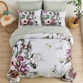 thumbnail image 4 of Floral Comforter Set Queen Size 7 Piece Green Flower Bed in a Bag Elegant Floral Comforter with Sheet Set Soft Microfiber Bedding Set for All Season Green 90x90, 4 of 7