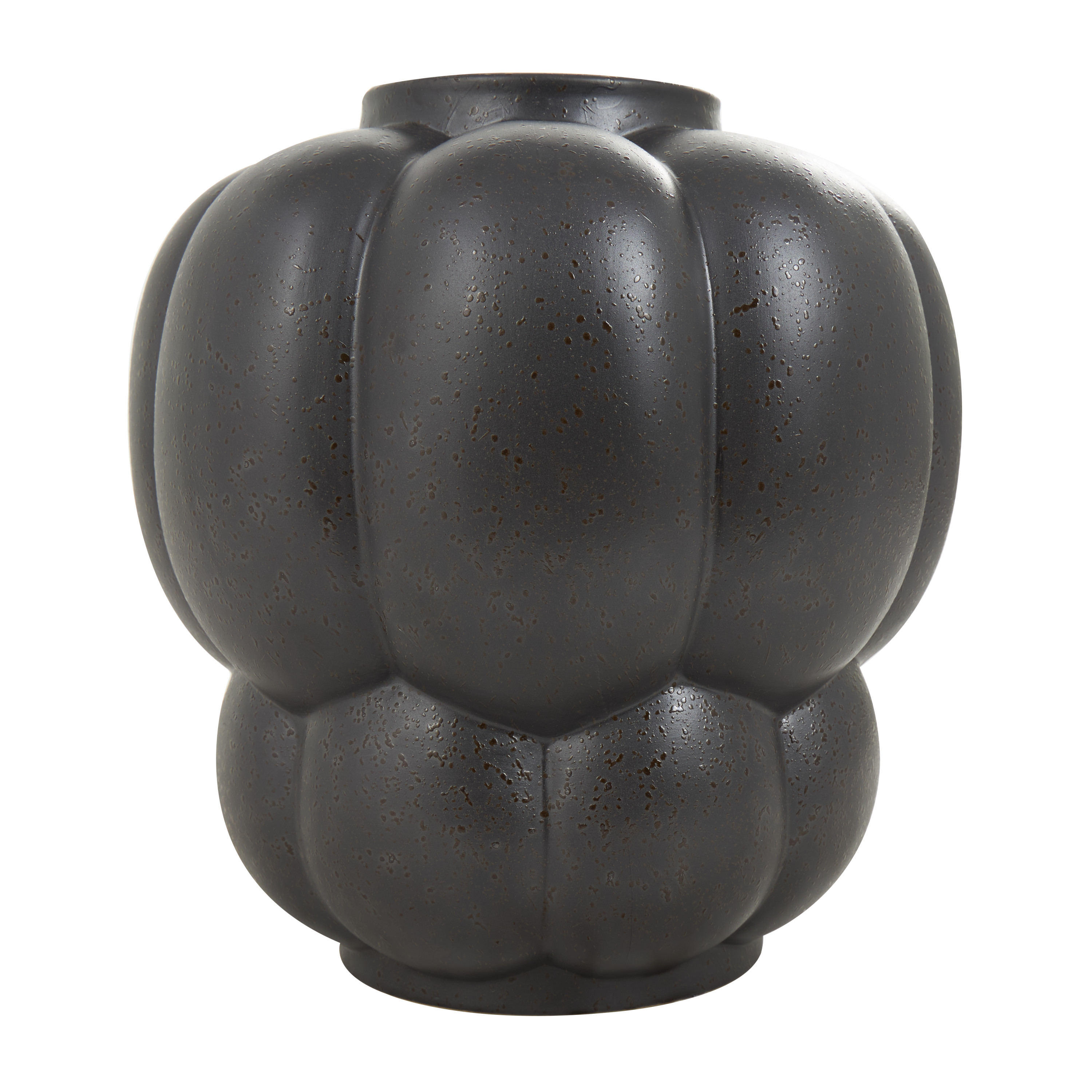 DecMode 13" Wide Bubble Inspired Black Ceramic Vase with Distressed Speckled Texturing