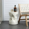 thumbnail image 2 of LuxenHome Speckled Off White Modern Spade Round 17-Inch Tall Cement Side Table, Indoor and Outdoor, 2 of 6