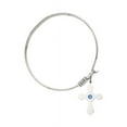 thumbnail image 2 of 6 1/4 inch Round Eye Hook Bangle Bracelet w/ Cross medal charm w/ September Blue Swarovski Crystal, 2 of 3