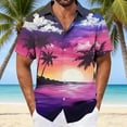 thumbnail image 6 of Tqyyweavej Men's Plus Hawaiian Shirts Palm Tree Print Botton Down Short Sleeve T-shirts Lapel Collar Color Block for Beach Party, 6 of 7
