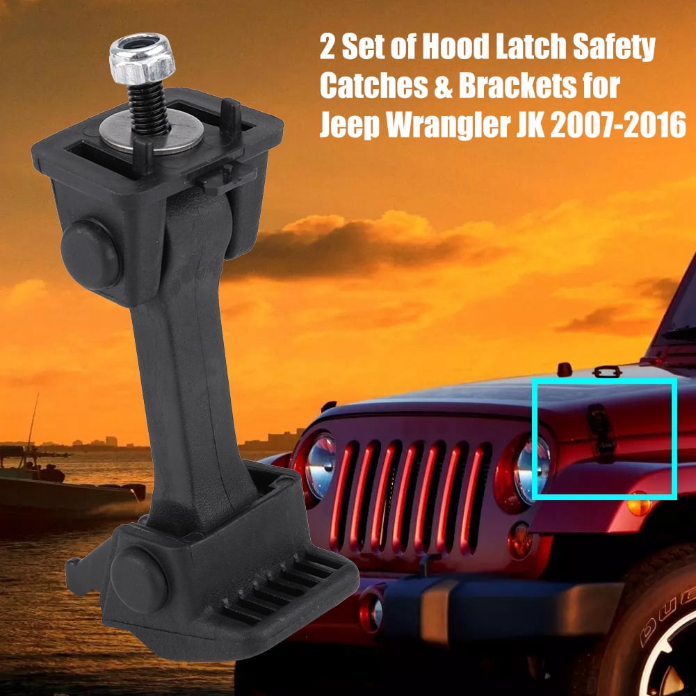 Ccdes Hood Latch Catch for Jeep Wrangler JK,2pcs Black Hood Lock