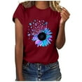 thumbnail image 1 of CHOK Blouse à Manches Courtes pour Femmes, T-Shirt à Manches Courtes Imprimé, Haut Décontracté de Plage, 1 of 6