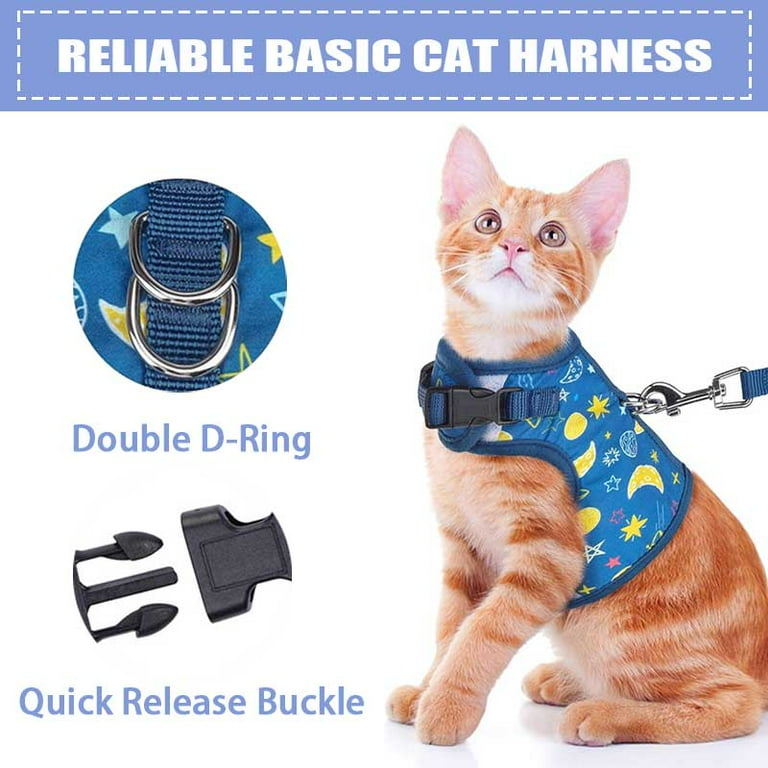 BINGPET Cat Harness with Leash Escape Proof Fashionable Mesh Cat