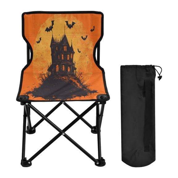 WOBOGO Halloween The Castle Camping Chair Convenient Four Corner Backrest Folding Stool Can Hold Up to 220lbs