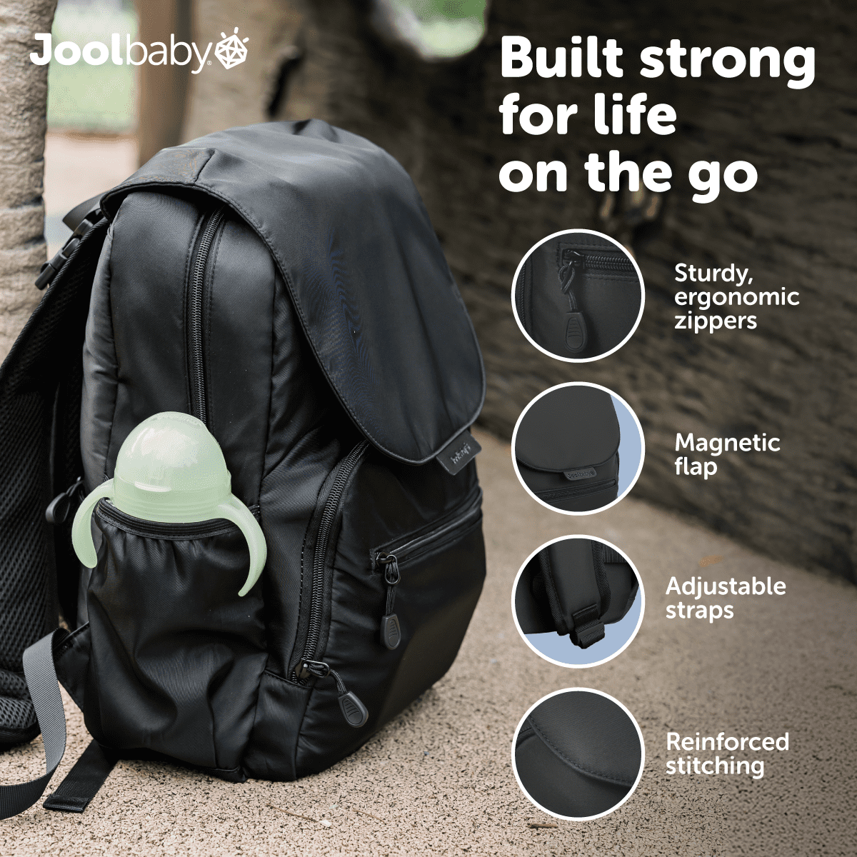 Jool Baby Relay Diaper Backpack With Changing Pad, Insulated Bottle Pockets, Wearable Breast Pump Pockets
