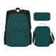 thumbnail image 1 of Disketp Black And Teal Checkerboard Mochila Estampada de Gran Capacidad con Lonchera y Estuche, Set de 3 Piezas para Estudiantes, 1 of 7