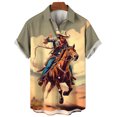 thumbnail image 3 of Camisa vaquera occidental para hombre, con estampado 3D, estilo hawaiano, informal, de manga corta, con solapa, ropa de calle, camisas vintage, 3 of 5