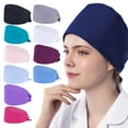 thumbnail image 2 of HEVIRGO Nurse Doctor Hat with Built-in Sweat-Absorbent Terry Cloth Dentist Cap with Adjustable Elastic Band for Salons Waiters Labs Vets Kitchens, 2 of 8