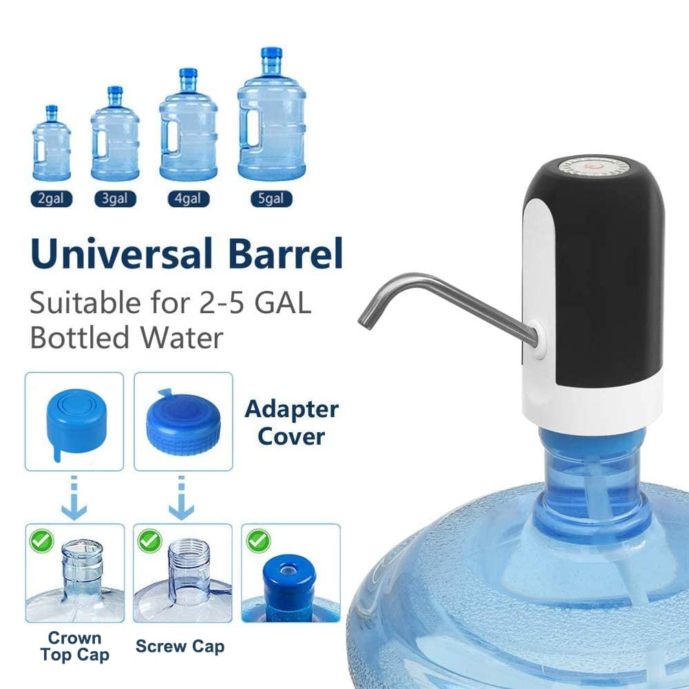 5 Gallon Water Dispenser - Water Bottle Pump with Reusable Caps for Screw Top or Crown Tops, USB Charging Water Jug Dispenser for Universal 2-5 Gallon Bottle Little Squirrel