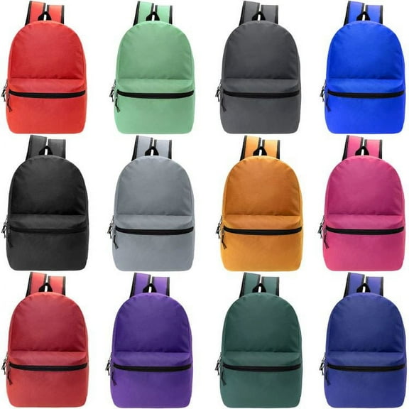 18.5 Inch Basic   Backpack in 12 Colors - Bulk Case of 24