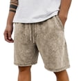 thumbnail image 2 of JoveMarine Men's Casual Summer Shorts, Versatile Solid Color Shorts for Daily Work and Beach, Lightweight Breathable Elastic Waist Shorts Khaki 4XL, 2 of 6
