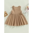 thumbnail image 4 of Arvbitana Toddler Baby Girls Knitted Dress Sleeveless Crew Neck Solid Color A-line Dresses Summer One Pieces Skirt for Casual Daily 6M-4T, 4 of 8
