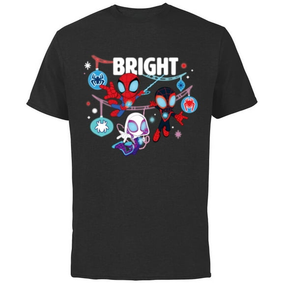 Marvel Spidey and His Amazing Friends Bright Christmas - Short Sleeve Cotton T-Shirt for Adults - Customized-Black