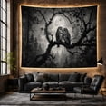 thumbnail image 6 of Moon Stars Monochromatic with Grayscale Nocturnal Owls Perched, Spooky Gothic for Gothic Decor Fans, Dark Art Decor, Halloween Gift, Tapestry Wall Hanging for Bedroom and Dorm, 6 of 7