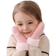 thumbnail image 1 of BEMS-(Rosa claro Talla: M)Guantes de punto para niños Manoplas Moda para mujer Felpa de punto Corte torcido Dedos engrosados Más guantes de lana Mitones Guantes térmicos para bebés Invierno, 1 of 5