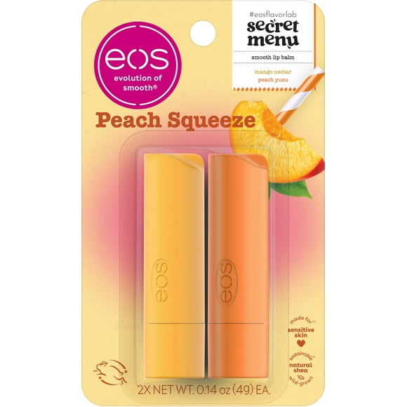 Bálsamo labial eos Flavor Lab Secret Menu Peach Yuzu, 4 ml, paquete de 2