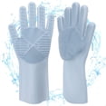 thumbnail image 1 of Guantes de goma para lavar platos, par de guantes de silicona para platos, guantes de limpieza reutilizables con fregador para lavar la cocina, el baño, el automóvil y más Namotu WRLF-46, 1 of 7
