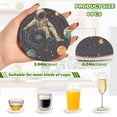 thumbnail image 2 of Yayeee 6 PCS Drink Coasters with Holder Set Woven Absorbent Round Tabletop Hot Pad, Astronaut Space, 2 of 7