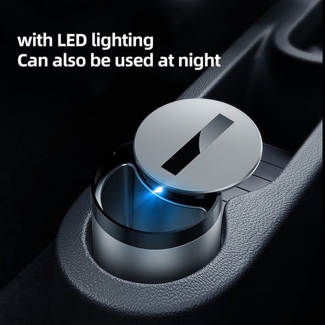 Cenicero automático con sensor infrarrojo - Cenicero para coche con luz LED, material ignífugo, distancia de detección de 80 mm, alimentado por USB para coche, oficina, hogar