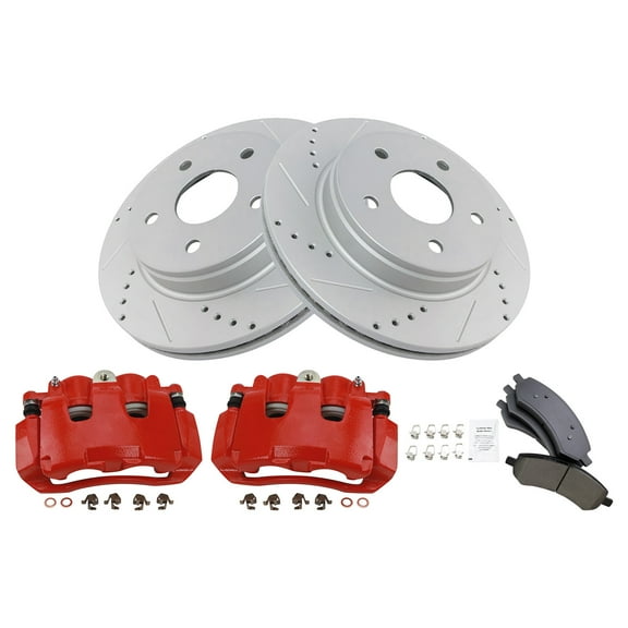 TRQ Front Brake Pad & Rotor Kit Fits Select 2007-2009 Chrysler 2009-2010 Dodge 2011-2018 Ram