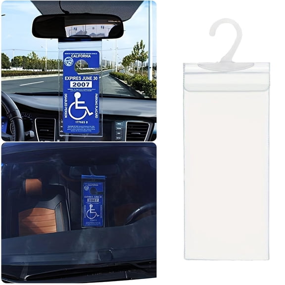 Disability Placard Holder Clear Bag for Car Visor Storage and License Plate Organization