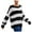 Black, variant on UJNDER Casual Loose Fit Crew Neck Sweater for Women Fringed Striped Design Pullover Black L