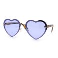 thumbnail image 4 of Womens Retro Rimless Heart Shape Metal Rim Sunglasses Gold Tortoise - Purple, 4 of 8