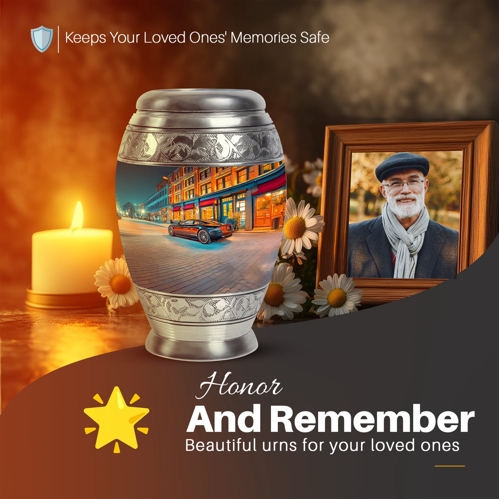 Yatskia Car Mini Urns for Human Ashes Adult Men and Women, Little Keepsake Urn for Ashes Adult, (Monar 3 Inch, Pack of 4)