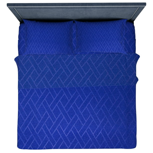 Juego de Sabanas Matrimoniales Lisas Con Relieve 4 Pz NubiSuave Lisa Con Relieve