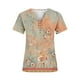 thumbnail image 4 of ICHUANYI Clearance Women's Fashion V-neck Print Casual Loose Short Sleeve Top Short Sleeve V-neck Top/Shirt(Multicolor, L) ICHUANYI WER2023080703184, 4 of 5