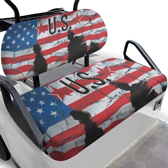 Aplkyhs USA Flag Golf Cart Seat Cover Anti-Hot Club Car Backrest Bottom Seat Cover Breathable Club Car Seat Covers Suitable for All Seasons Golf Cart Blanket
