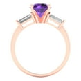 thumbnail image 4 of Three-Stone Engagement Ring for Women - 2ct Natural Amethyst in 14K Rose Gold Promise Ring, 4 of 6