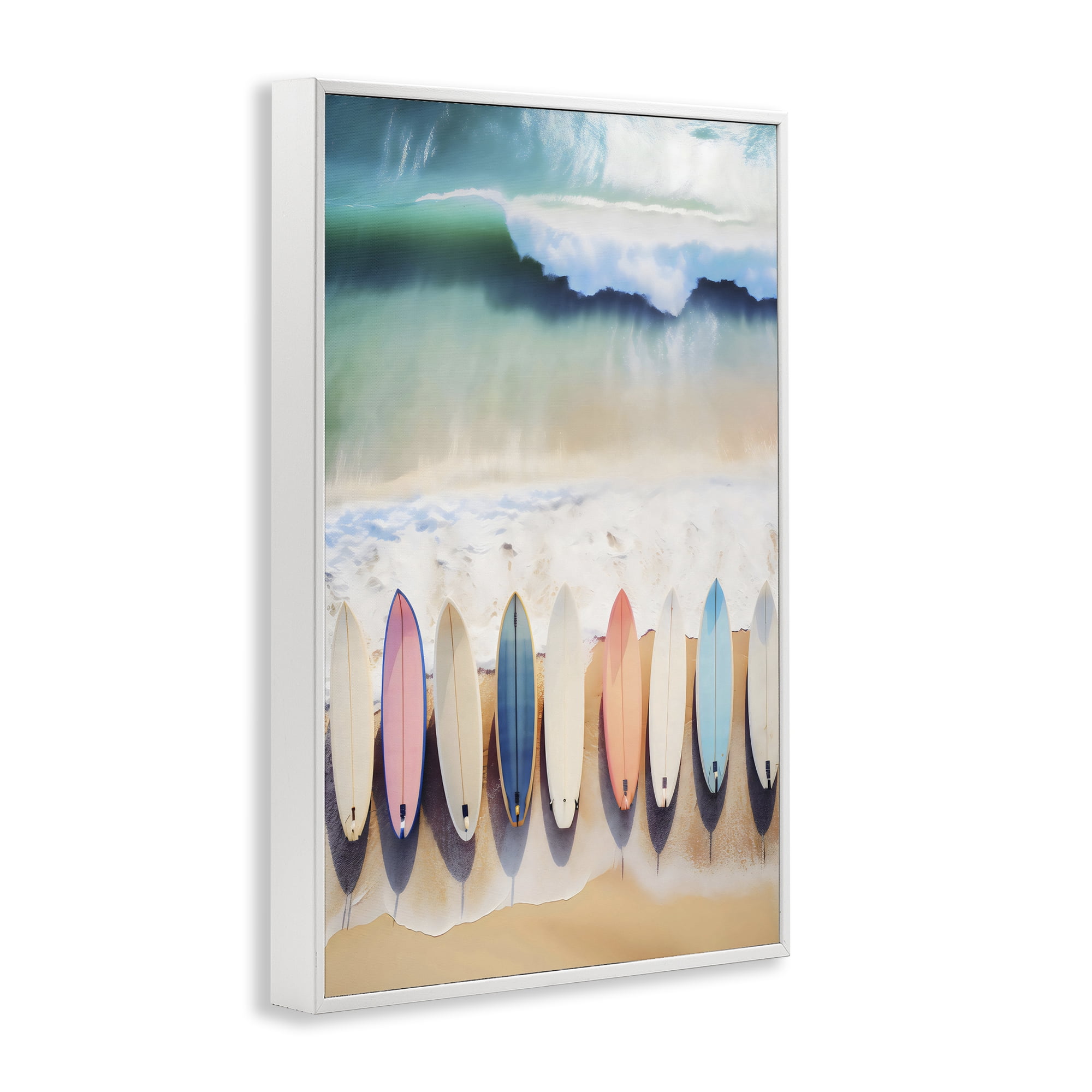 Stupell Industries Aerial View Surfboards Shoreline White Framed Giclee Art, design by Creative Studio