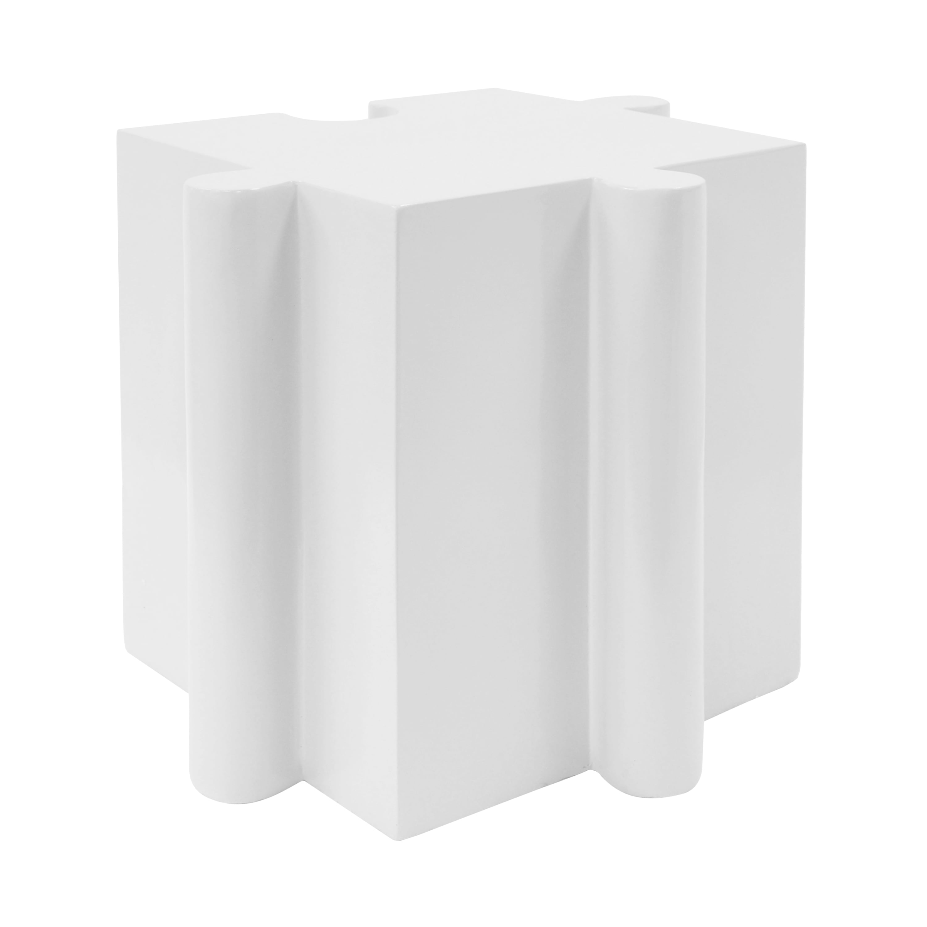 Puzzle Art Side Table, Outdoor Modular Convex Edge Table for Patio Garden Indoor Outdoor, White