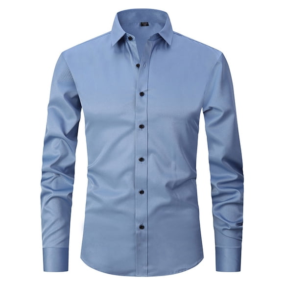 Meichang Meichang Men's Dress Shirts Solid Long Sleeve Stretch Wrinkle-Free Formal Shirt Business Casual Button Down Shirts Slim Fit Tee Shirt 2024 Clearance Deals