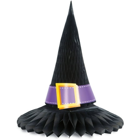 Witch Hat Halloween Centerpiece Decoration, Black, 11in