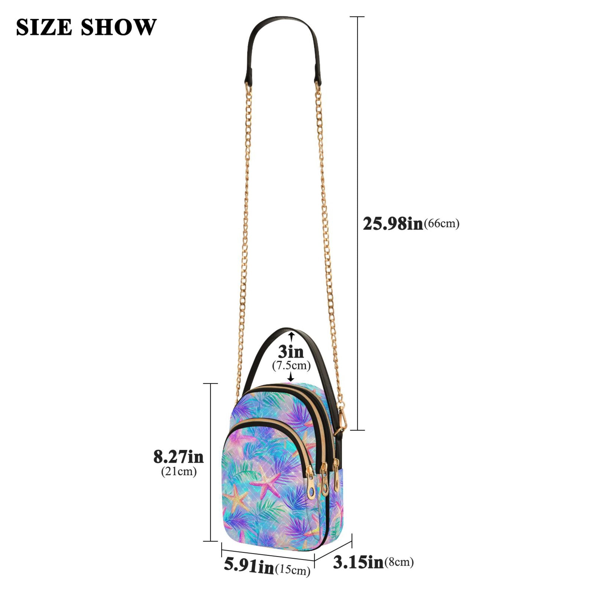 FORMRS Crossbody Bag for Women Quilted Travel Shoulder Cell Phone Purse with Chain Strap Handbag, Neon Starfish Pattern