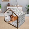 thumbnail image 2 of Floral Pet House, Abstract Creative Doodle Style Blossoms and Striped Leaf, Outdoor & Indoor Portable Dog Kennel with Pillow and Cover, 5 Sizes, Pale Grey White, by Ambesonne, 2 of 4