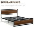 thumbnail image 4 of BTMWAY Queen Size Metal Platform Bed Frame with Wooden Headboard, No Box Spring Needed, 900lbs Capacity, Brown, 4 of 8